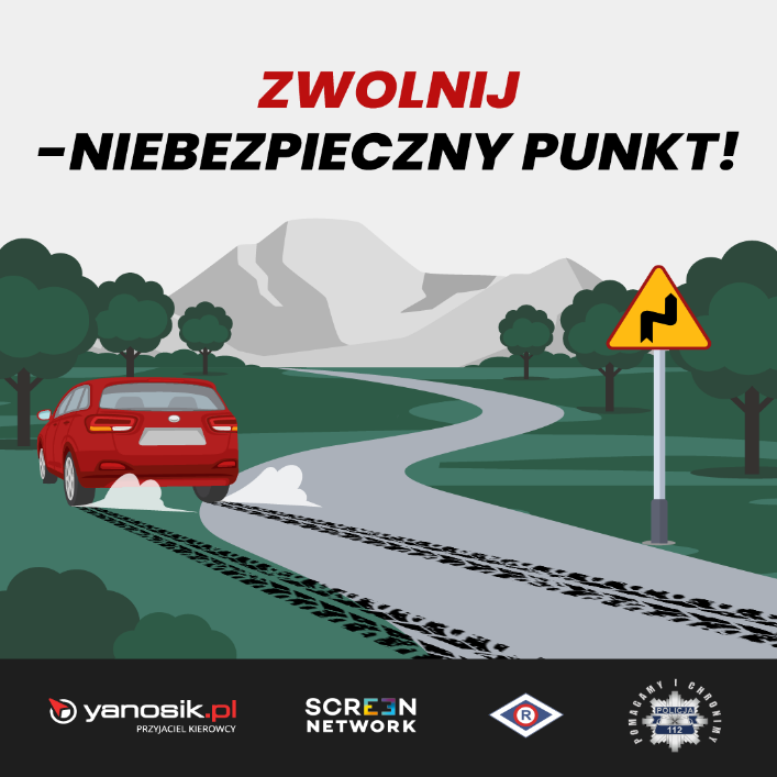 Zwolnij - Niebezpieczny punkt!