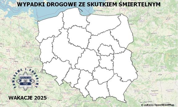 Policyjna Mapa Wypadków Drogowych ze Skutkiem Śmiertelnym - Wakacje 2025
