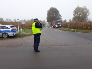 policjant na drodze kieruje ruchem